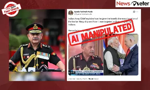 A video claiming to show Indian Army Chief General Upendra Dwivedi stating that India shared the location of an Iranian Navy ship with Israel has gone viral.