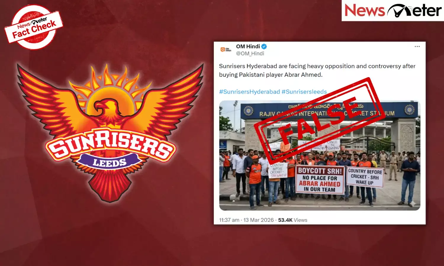 Fact Check: Protest against Sunrisers in Hyderabad over Abrar Ahmed signing? No, viral image is AI generated