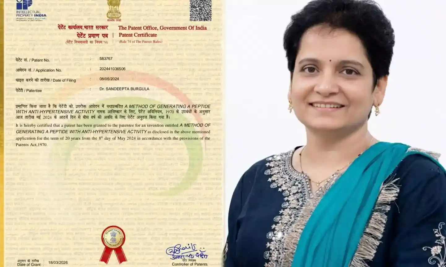 Osmania University researchers secure patent for marine-derived anti-hypertensive peptide