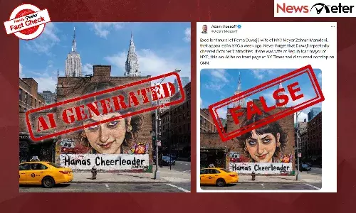 Fact Check: Mamdani’s wife called ‘Hamas Cheerleader’ on NYC mural? No, it is AI-generated