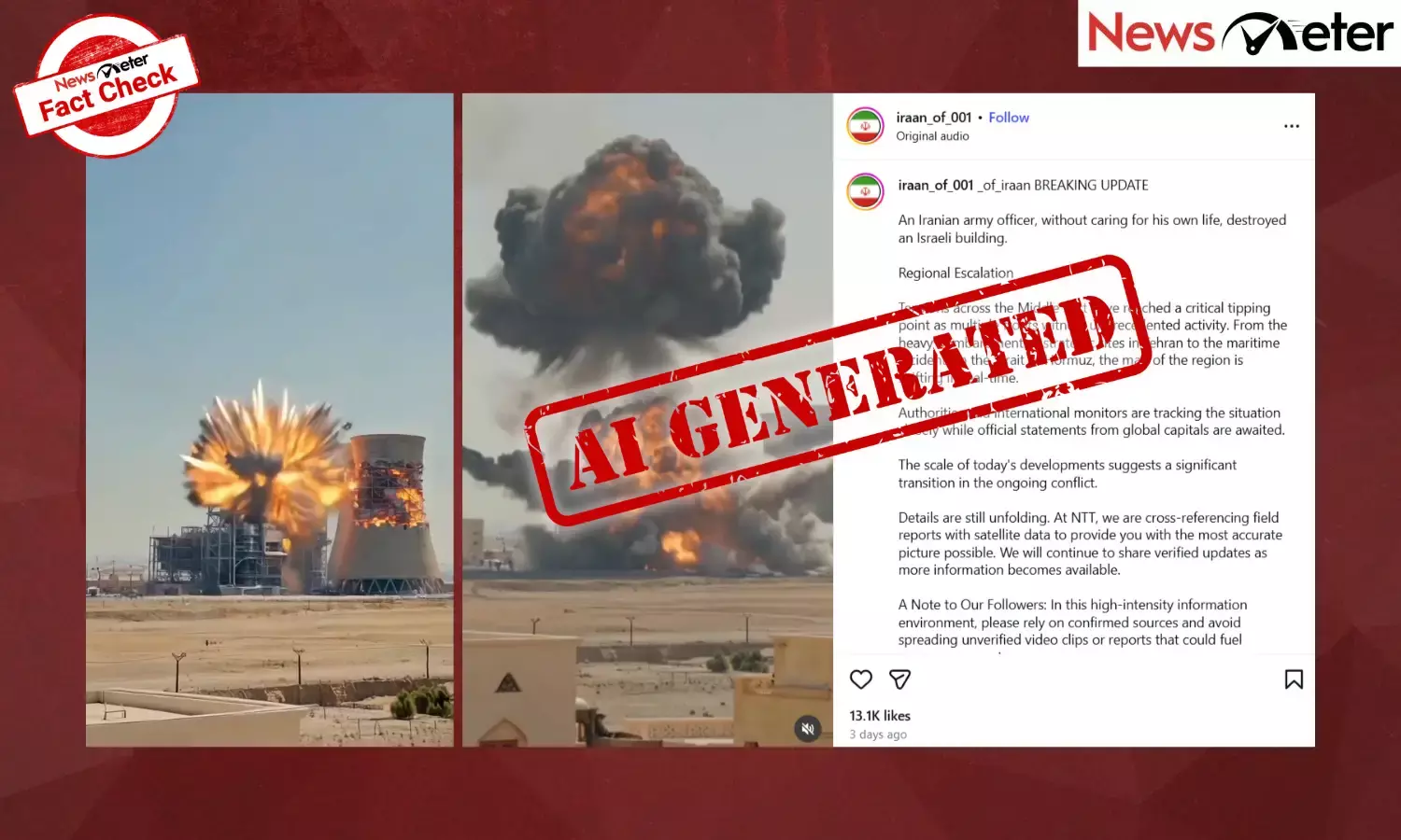 Fact Check: Iran bombs Israeli power plant? No, AI-generated video goes viral