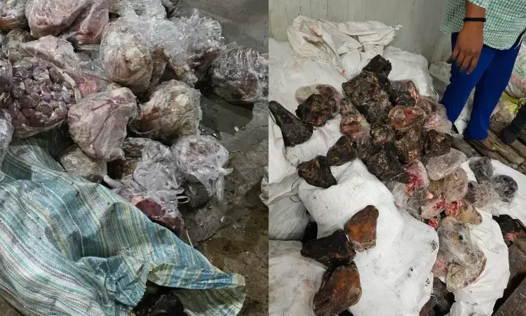 14 tonnes of rotten meat being supplied to city hotels seized in Mangalhat; one held
