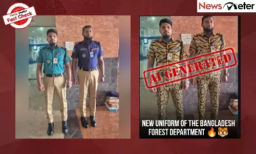 An image showing animal print uniforms is going viral with the claim that it shows the new uniforms of the Bangladesh Forest Department.
