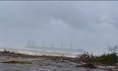 Cyclone Arnab impact: Cargo vessel carrying sulphur drifts ashore near Andhraās Antarvedi Cyclone Arnab impact: Cargo vessel carrying sulphur drifts ashore near Andhraās Antarvedi
