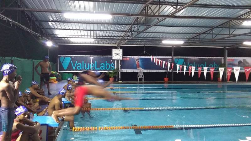 Swimmers practicing at the academy