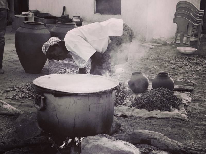 Turmerric Roots Being Boiled