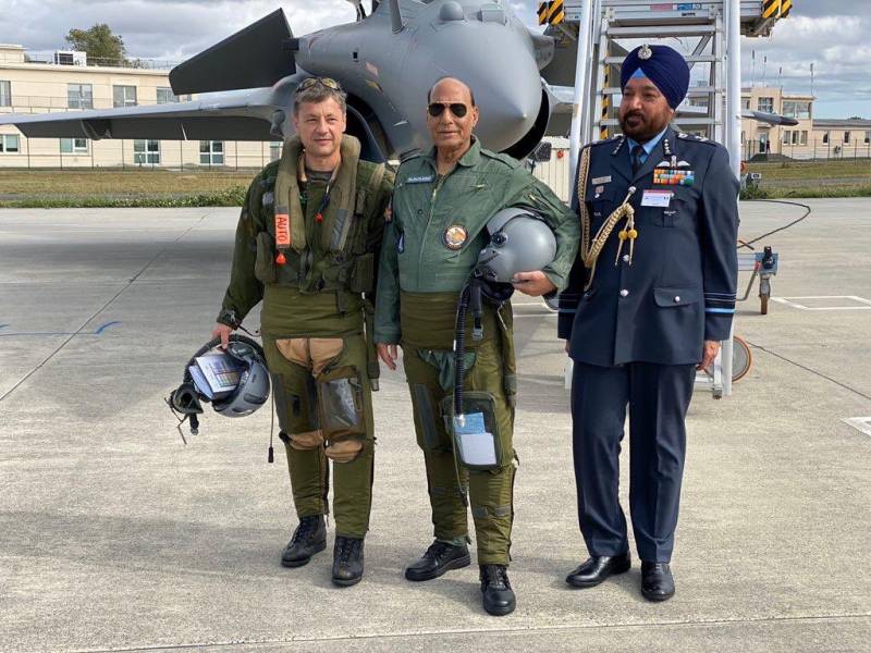 Rajnath Singh Taking a sortie in Rafale 