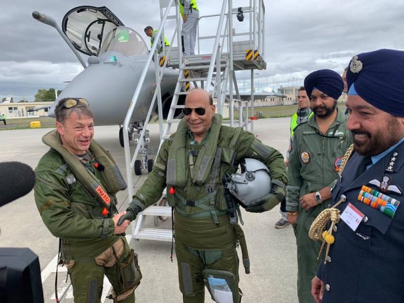 Rajnath Singh Taking a sortie in Rafale 