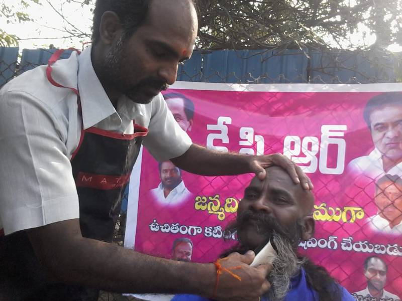 For KCRs birthday, die-hard fan offers free haircut to cancer patients
