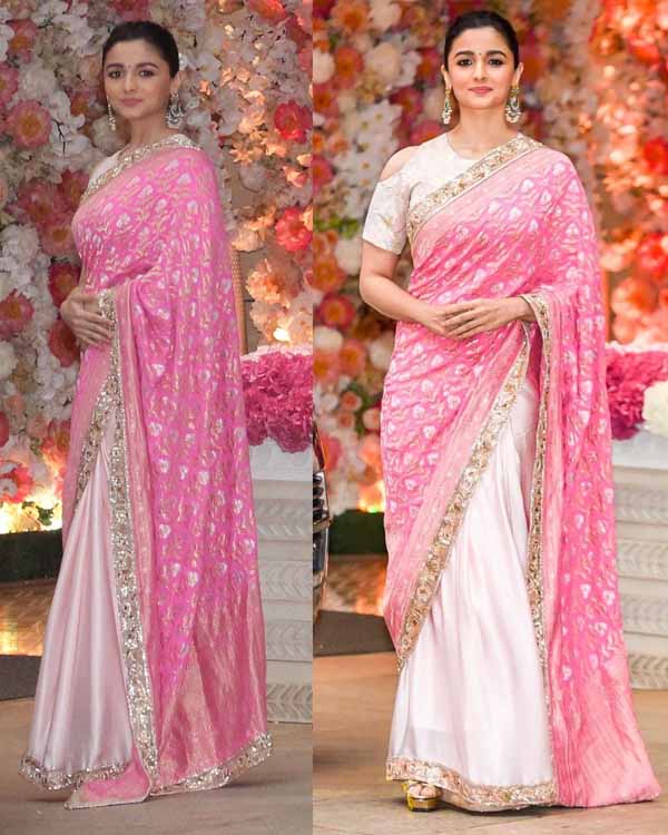 alia bhatt pink saree