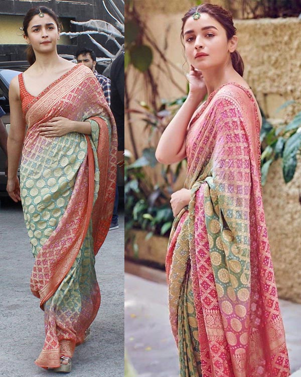 alia bhatt pink saree