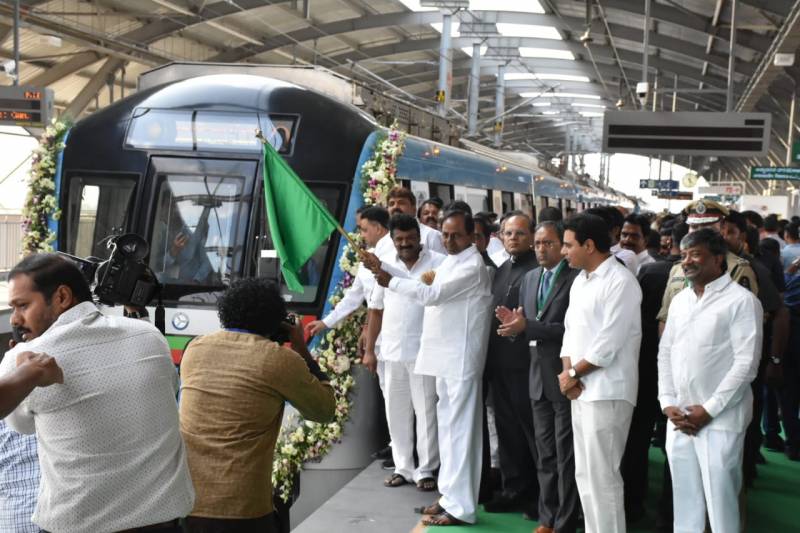 KCR flags off green Metro line connecting Jubilee bus stand to Mahatma Gandhi Bus station