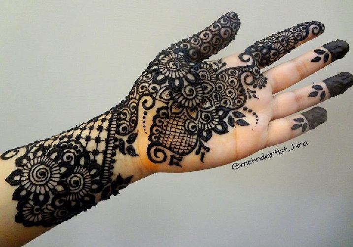 Dark Mehendi Design For Full Hands