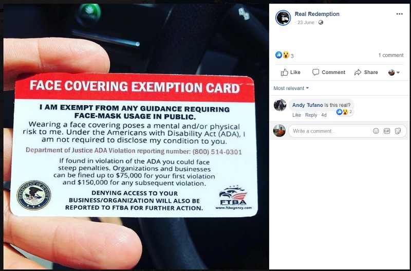 Exemption Card