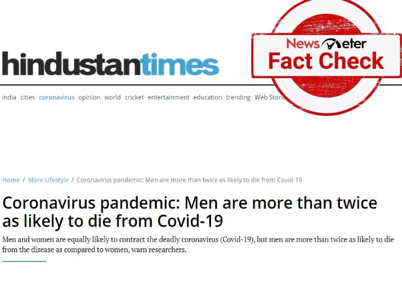 Fact Check: HT report claiming men are twice likely to die from Covid is misleading