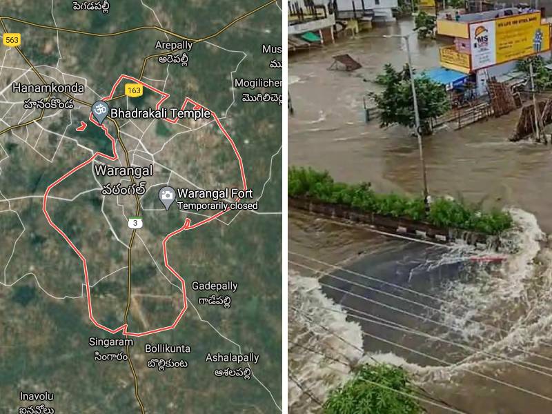 Satellite images reveal increased water levels and flood-like situation at Warangal