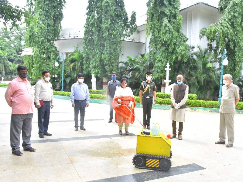 Telangana governor Tamilisai Soundararajan praises HSS for developing Robotic Sanitizer Vehicle