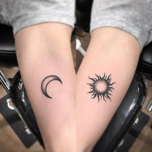 Sun and Moon Couple Tattoos
