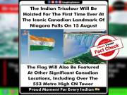 TRUE, Tricolour to be hoisted for first time at Niagara Falls to mark Indian Independence Day