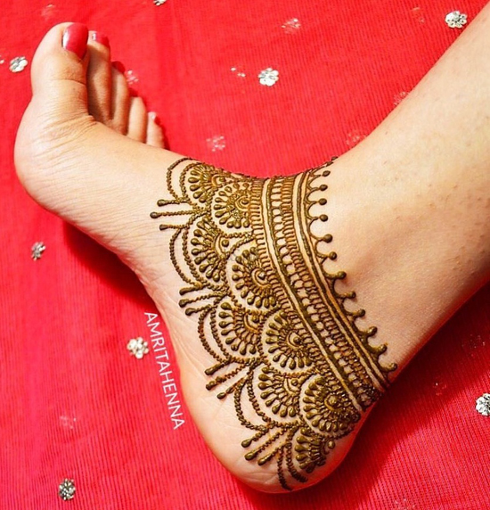Bridal Anklet Mehndi Design On Leg