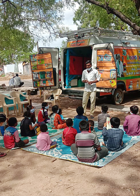 Two Mobile Libraries, Equipped With A Microphone, Toured Villages Around Adoni City To Create Awareness Among Locals About The Virus (2)