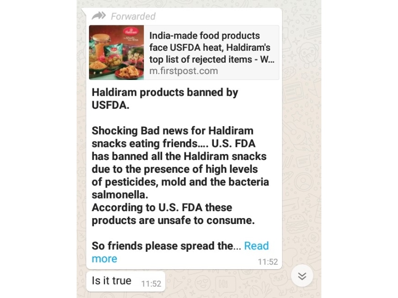 Fact Check Viral message that all Haldiram s food products were