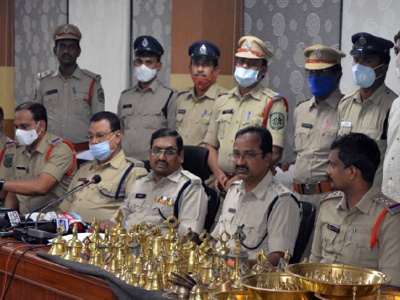 Cops nab eight in connection of theft in Simhachalam temple Cops nab eight in connection of theft in Simhachalam temple